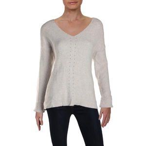 Aqua Pointelle Ribbed Long Sleeve Sweater